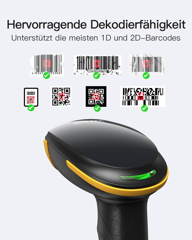 BCST-23 2D Bluetooth Barcode Scanner mit APP/SDK & Extrem lange Übertragungsdistanz + BCST-S Barcodescannerständer - Inateck Office DE