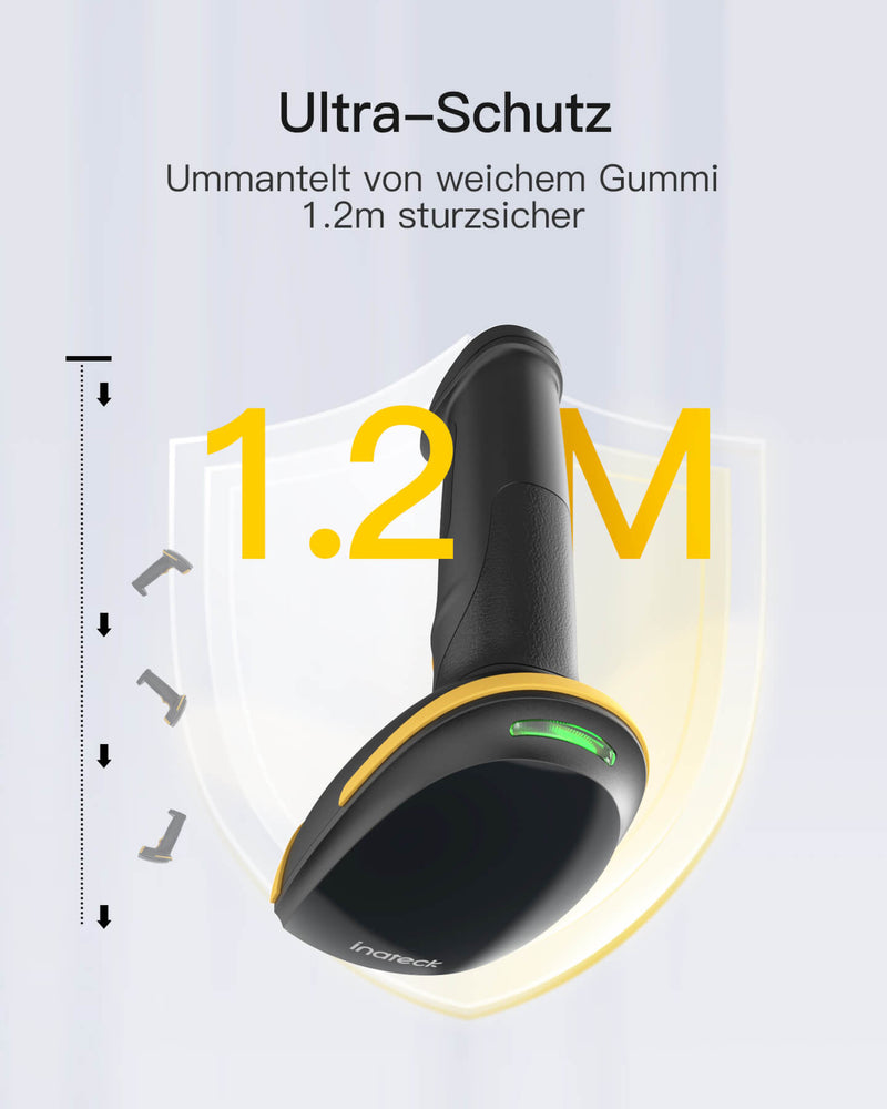 BCST-23 2D Bluetooth Barcode Scanner mit APP/SDK & Extrem lange Übertragungsdistanz + BCST-S Barcodescannerständer - Inateck Office DE