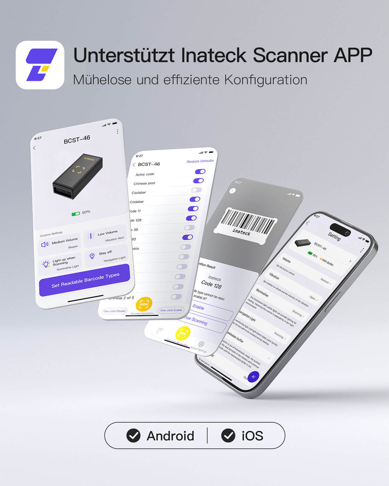 BCST-46 Mini Tragbarer 2D Kabellos Barcode-Scanner mit APP und SDK