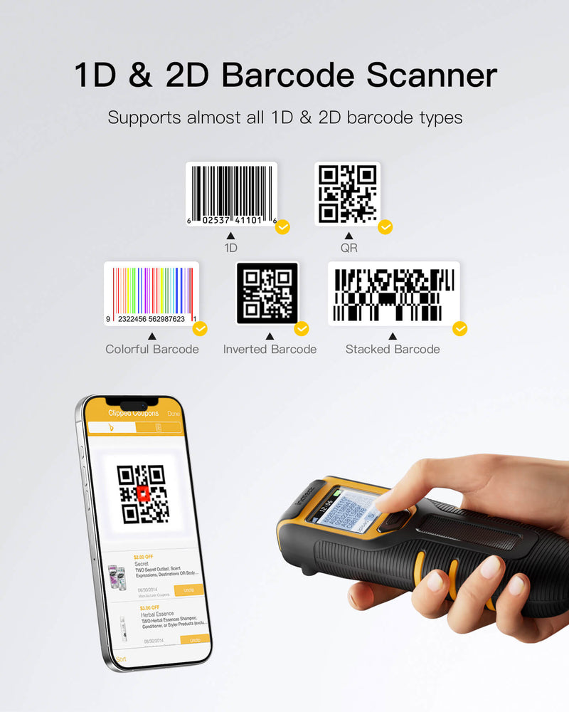 BCST-47 Bluetooth Tragbarer 2D Barcode Scanner mit Bildschirm & APP und SDK