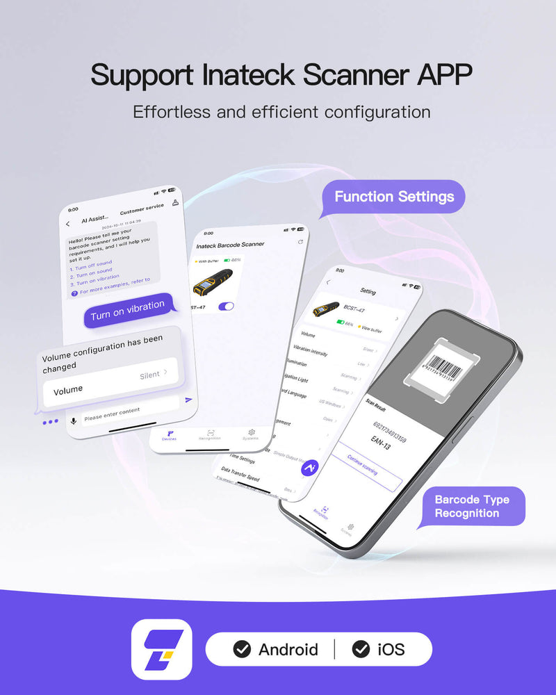 BCST-47 Bluetooth Tragbarer 2D Barcode Scanner mit Bildschirm & APP und SDK
