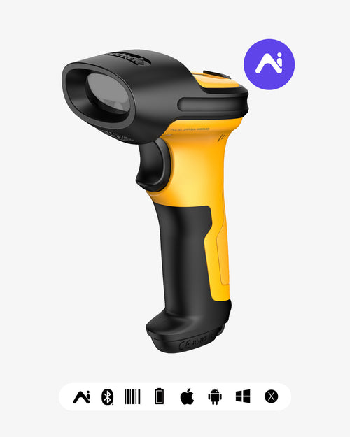 P6 AI 1D Barcodescanner mit 2.4GHz, kabellos bis 60m, 2600mAh-Akku