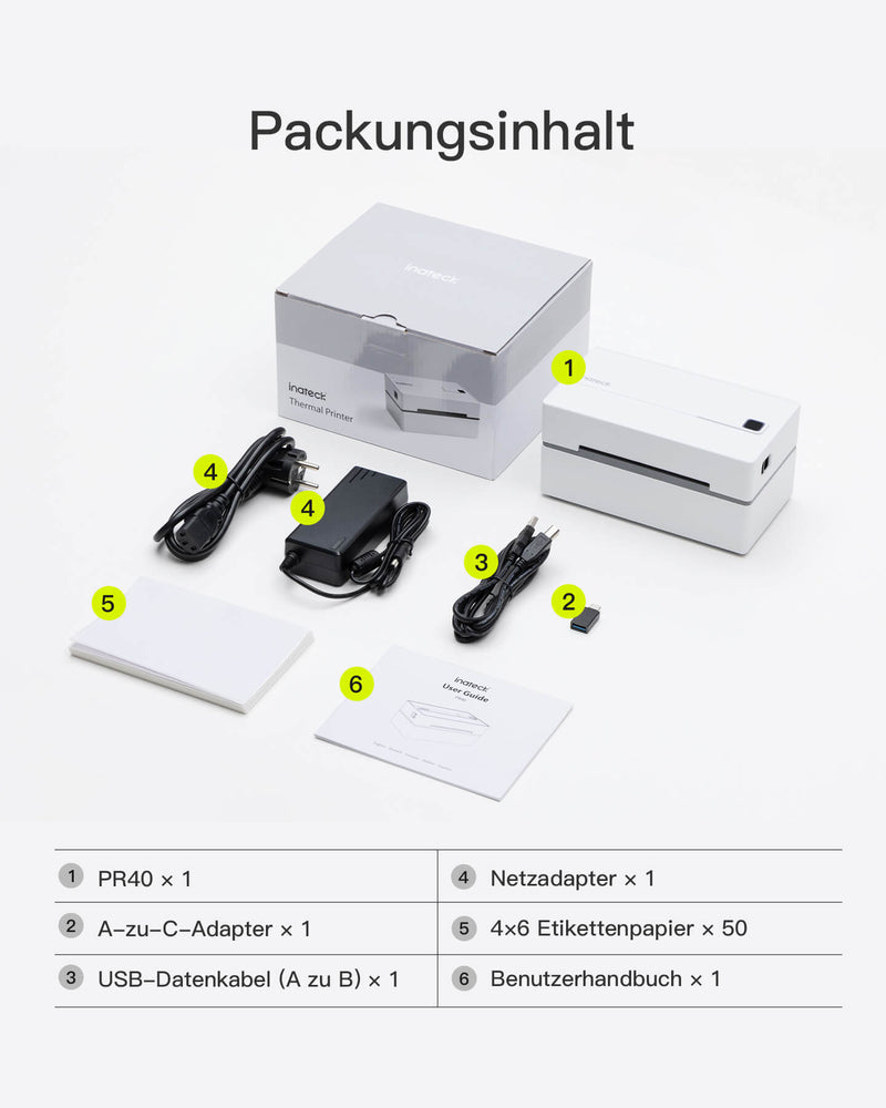 PR40 Bluetooth Thermo-Etikettendrucker, Kabelloser 4x6 Versandetikettendrucker